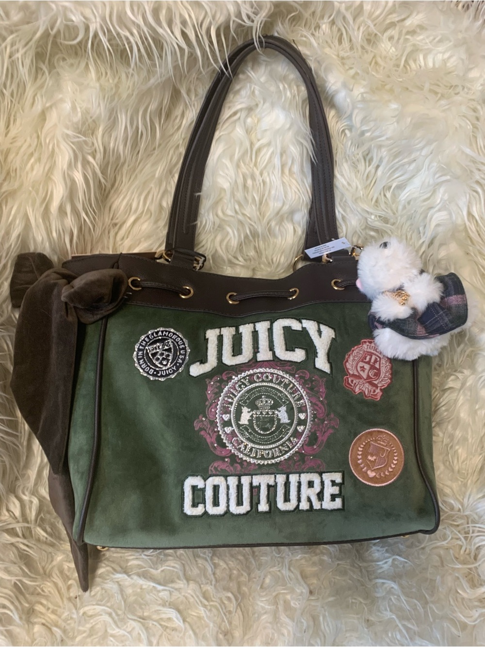 Juicy Couture VARSITY Daydreamer/tote in Super Greens NEW